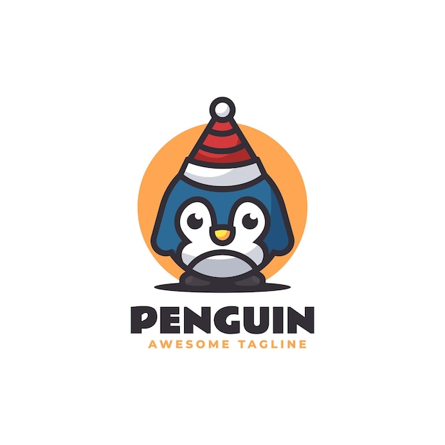 Vector Logo Illustration Penguin Mascot Cartoon Style