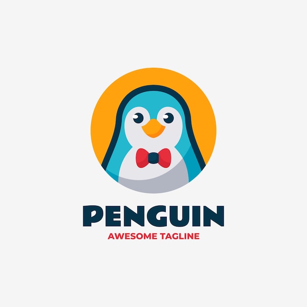 Vector Logo Illustration Penguin Simple Mascot Style