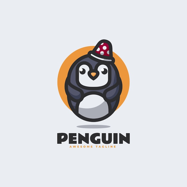 Vector Logo Illustration Penguin Simple Mascot Style