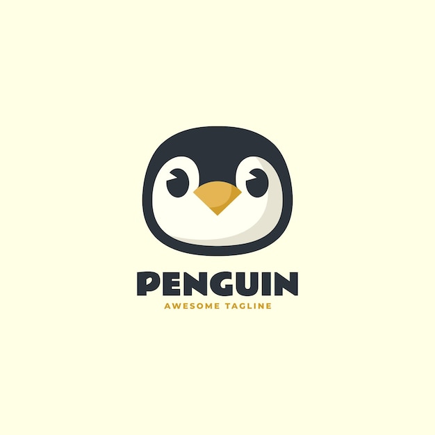 Vector Logo Illustration Penguin Simple Mascot Style