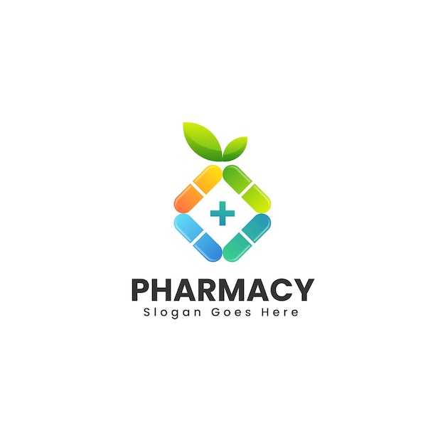 Vector Logo Illustration Pharmacy Gradient Colorful Style