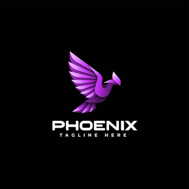 Vector Logo Illustration Phoenix Gradient Colorful Style