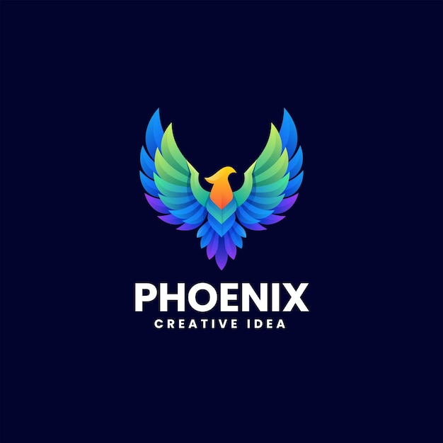 Vector Logo Illustration Phoenix Gradient Colorful Style