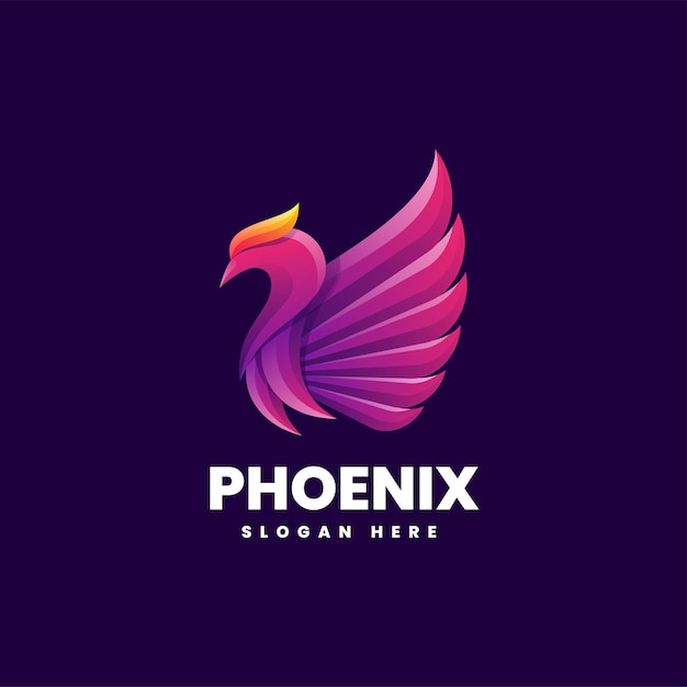 Vector logo illustration Phoenix gradient colorful style