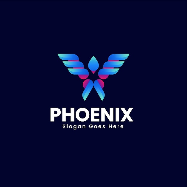 Vector Logo Illustration Phoenix Gradient Colorful Style