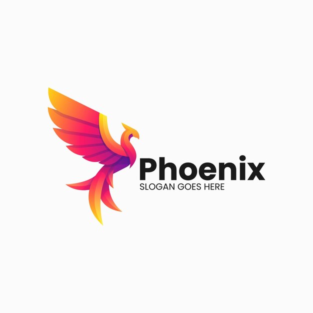 Vector Logo Illustration Phoenix Gradient Colorful Style