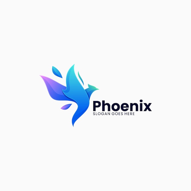 Vector Logo Illustration Phoenix Gradient Colorful Style