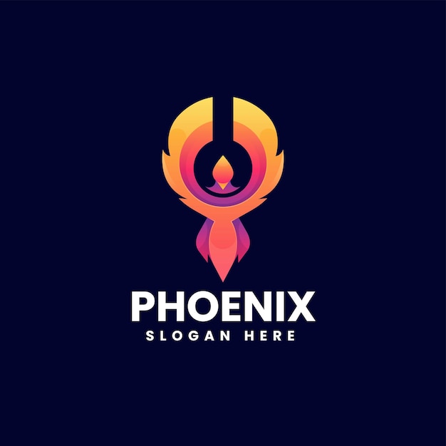 Vector Logo Illustration Phoenix Gradient Colorful Style