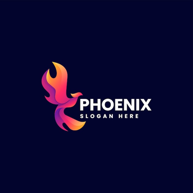 Vector Logo Illustration Phoenix Gradient Colorful Style