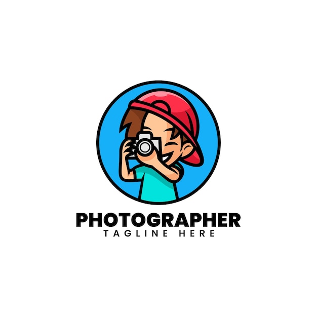 Vector Logo Illustration Photographer Mascot Cartoon Style