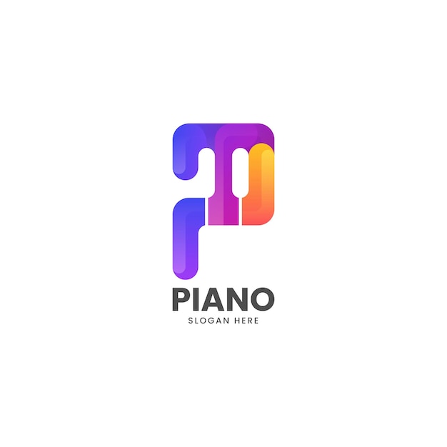 Vector Logo Illustration Piano Letter P Gradient Colorful Style