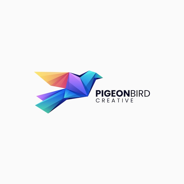 Vector Logo Illustration Pigeon Bird Gradient Colorful Style