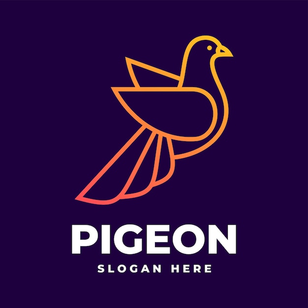 Vector Logo Illustration Pigeon Gradient Line Art Style