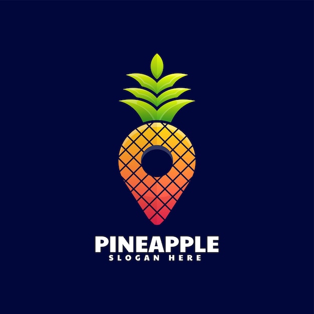 Vector Logo Illustration Pineapple Location Gradient Colorful Style