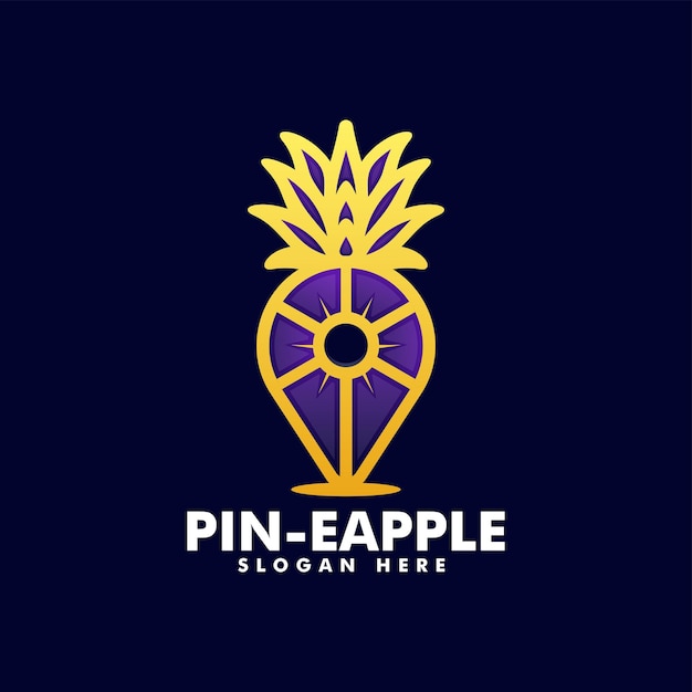 Vector Logo Illustration Pineapple Location Gradient Line Art Style