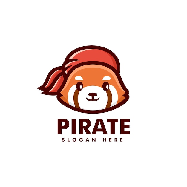 Vector Logo Illustration Pirates Red Panda Mascot Cartoon Style