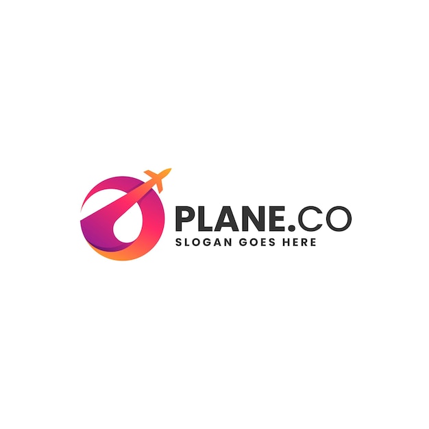 Vector Logo Illustration Plane Gradient Colorful Style