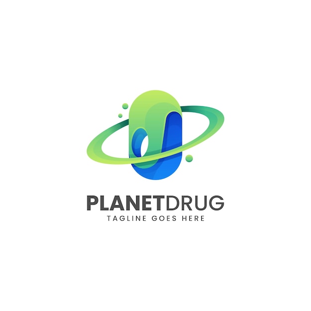 Vector Logo Illustration Planet Drug Gradient Colorful Style