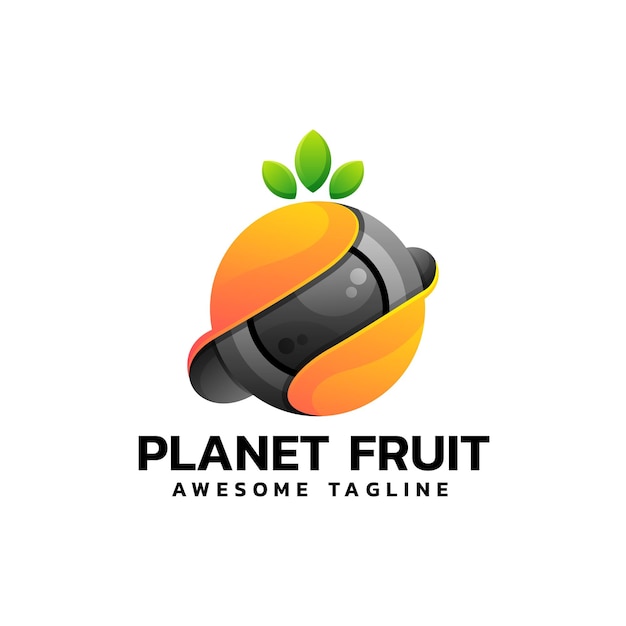 Vector Logo Illustration Planet Fruit Gradient Colorful Style