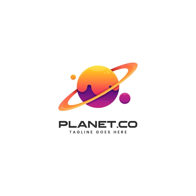 Vector Logo Illustration Planet Gradient Colorful Style