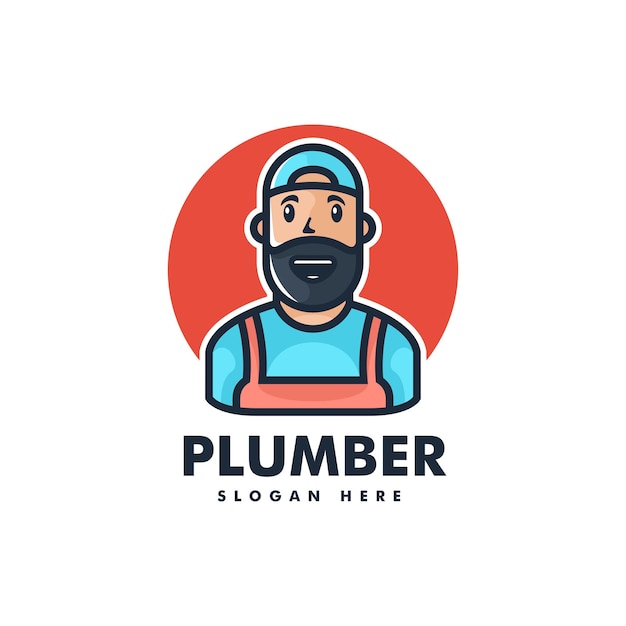 Vector Logo Illustration Plumber Mascot Cartoon Style