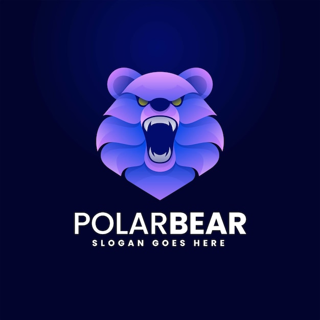 Vector Logo Illustration Polar Bear Gradient Colorful Style