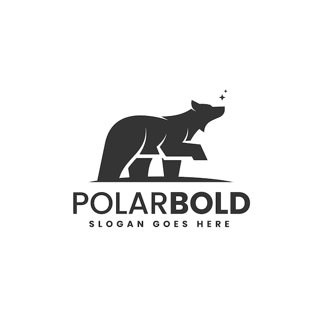 Vector Logo Illustration Polar Bear Silhouette Style