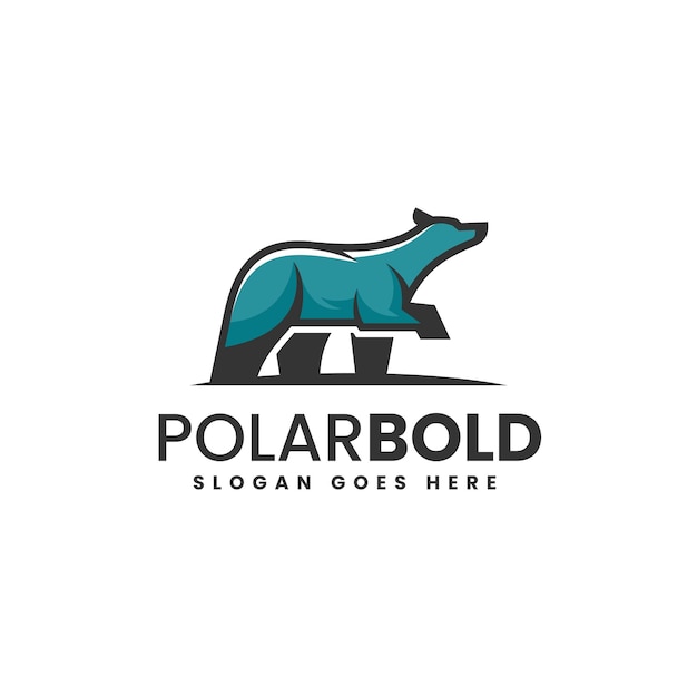 Vector Logo Illustration Polar Bear Simple Mascot Style