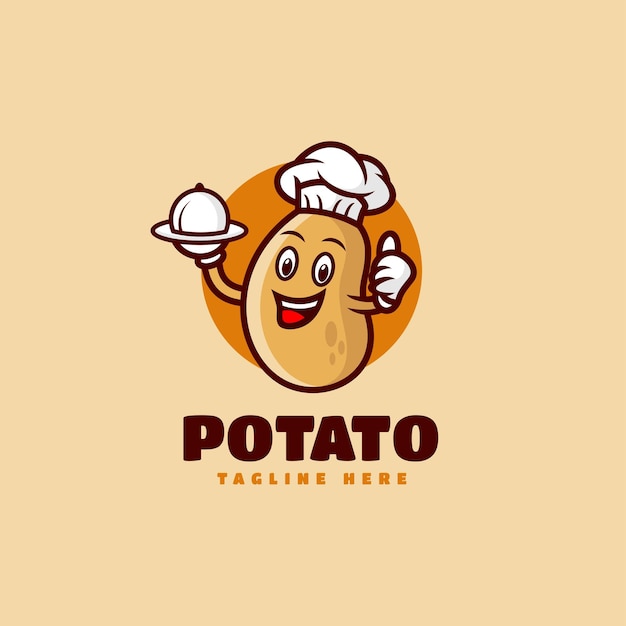 Vector Logo Illustration Potato Mascot Cartoon Style