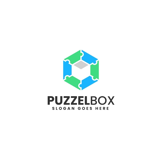 Vector Logo Illustration Puzzle Box Gradient Colorful Style