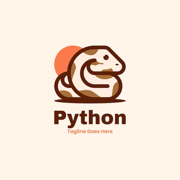 Vector Logo Illustration Python Simple Mascot Style