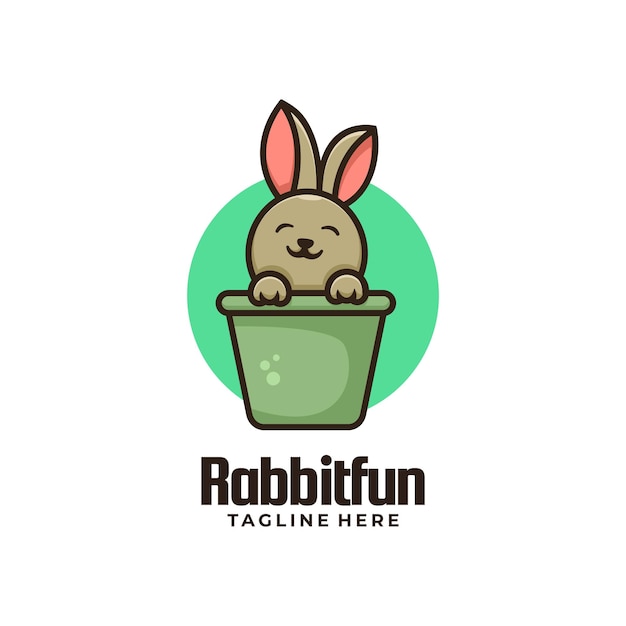 Vector Logo Illustration Rabbit Fun Mascot Cartoon Style