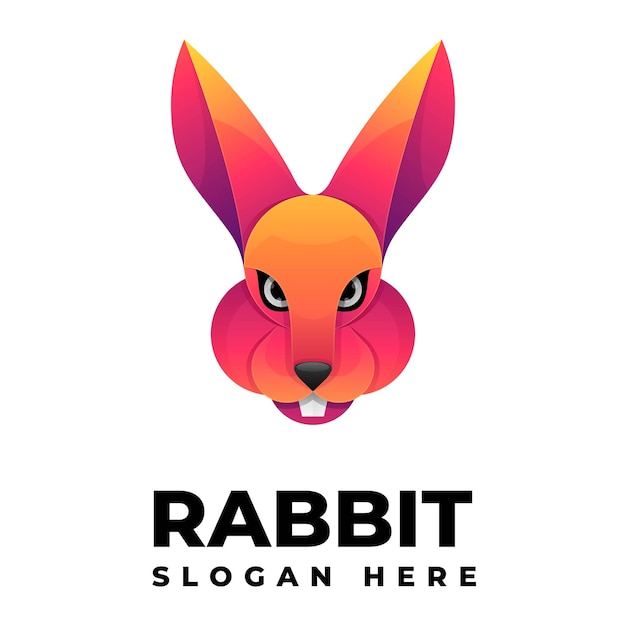 Vector Logo Illustration Rabbit Gradient Colorful Style