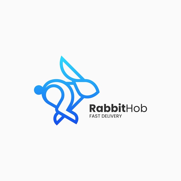 Vector Logo Illustration Rabbit Gradient Line Art Style