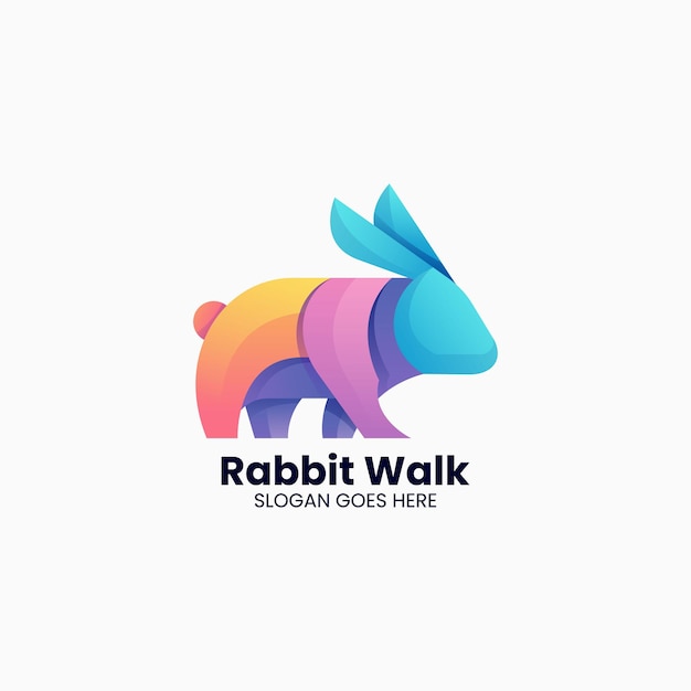 Vector vector logo illustration rabbit walk gradient colorful style