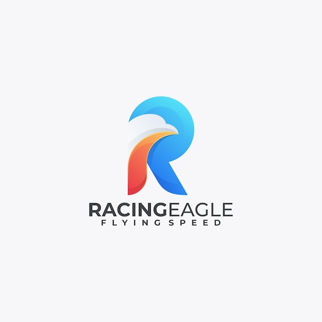 Vector Logo Illustration Racing Eagle Gradient Colorful Style