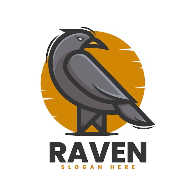 Vector Logo Illustration Raven Simple Mascot Style