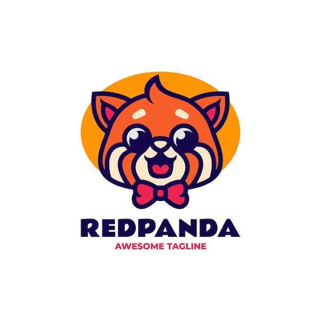 Vector Logo Illustration Red Panda Mascot Cartoon Style