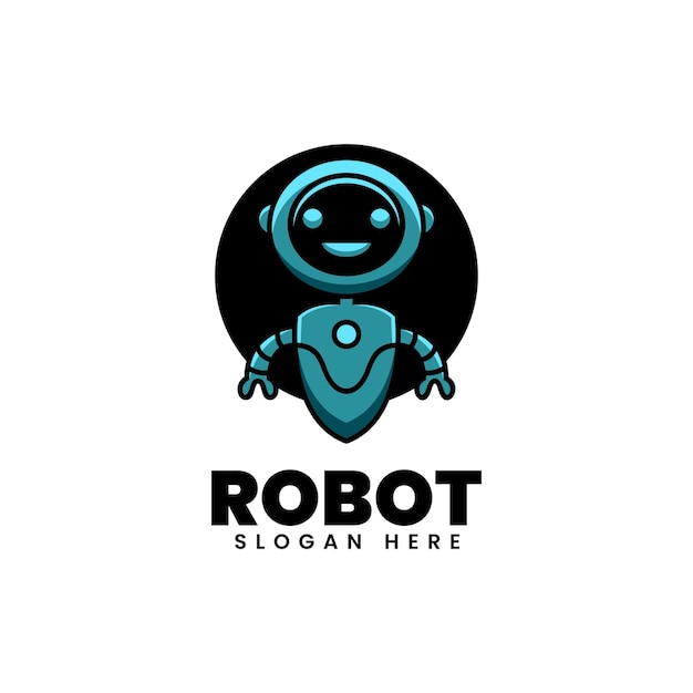 Vector Logo Illustration Robot Mascot Cartoon Style