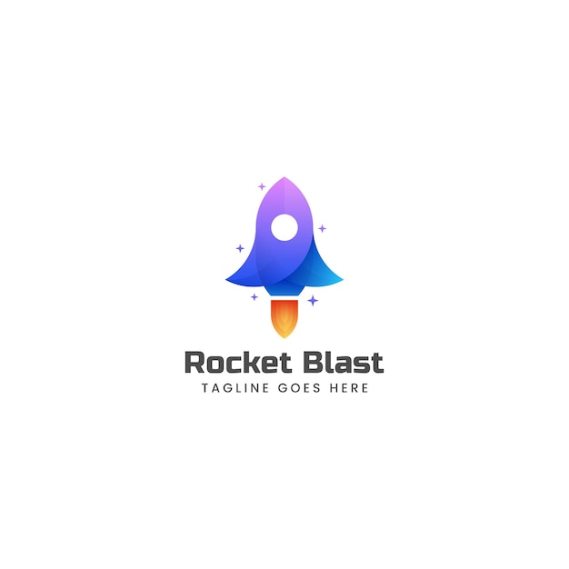 Vector Logo Illustration Rocket Blast Gradient Colorful Style