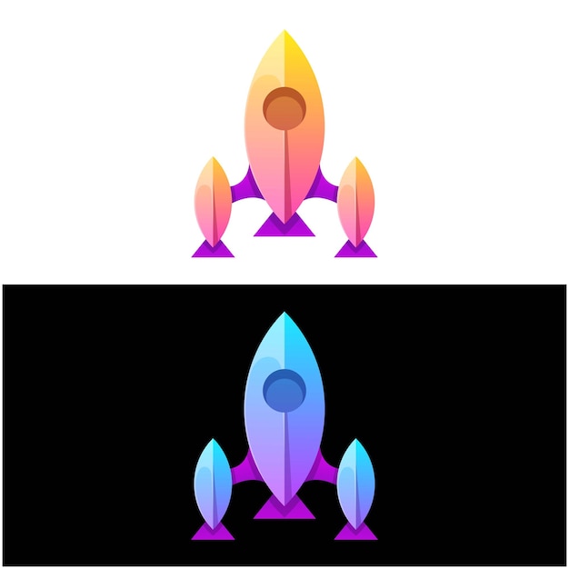 Vector logo illustration rocket gradient colorful style