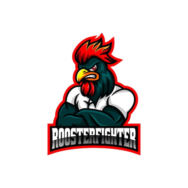 Vector Logo Illustration Rooster Fighter E Sport and Sport Style