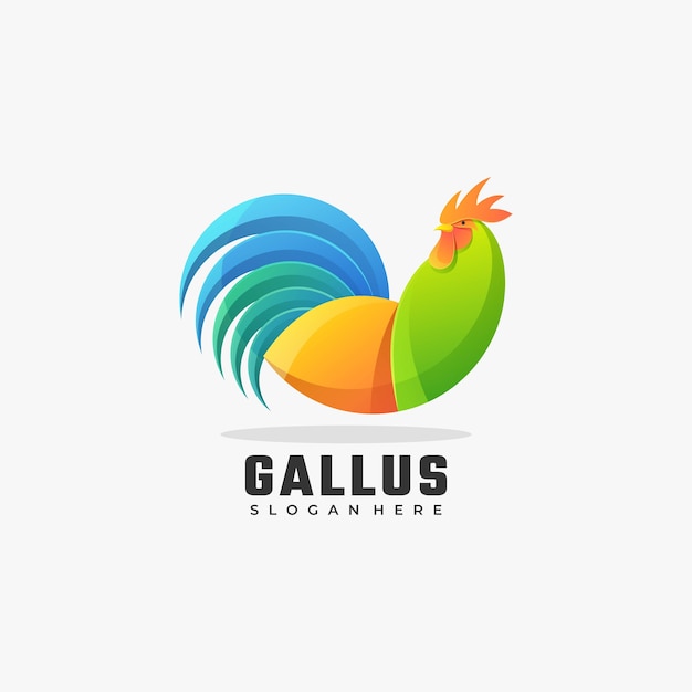 Vector Logo Illustration Rooster Gradient Colorful Style.