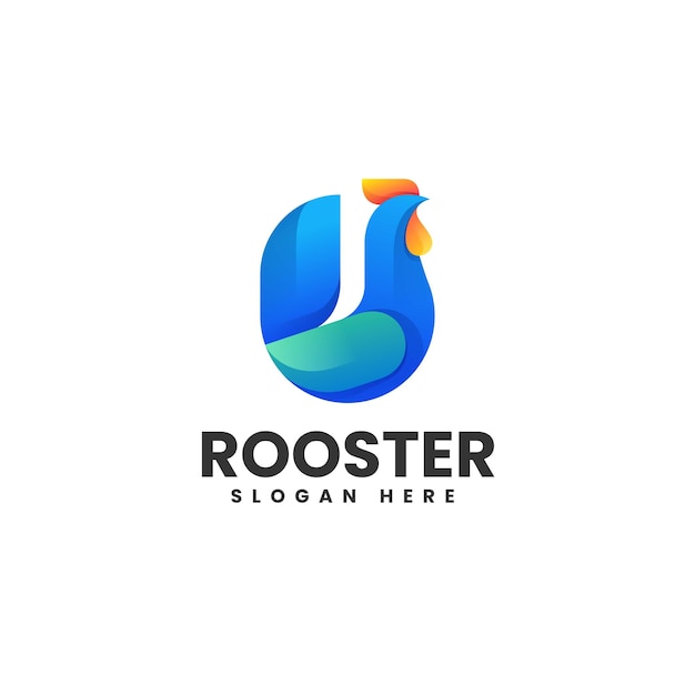 Vector Logo Illustration Rooster Gradient Colorful Style