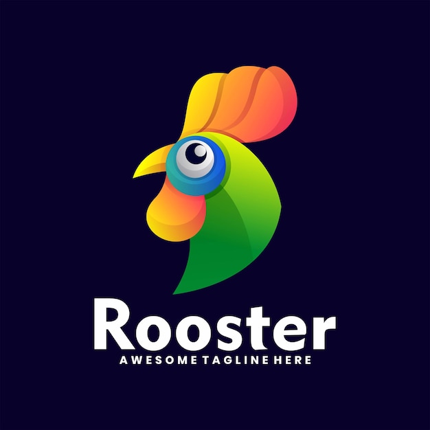 Vector Logo Illustration Rooster Gradient Colorful Style