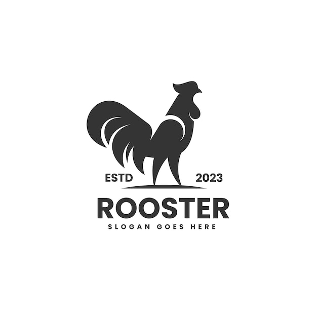 Vector Logo Illustration Rooster Silhouette Style