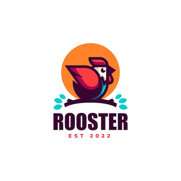 Vector Logo Illustration Rooster Simple Mascot Style