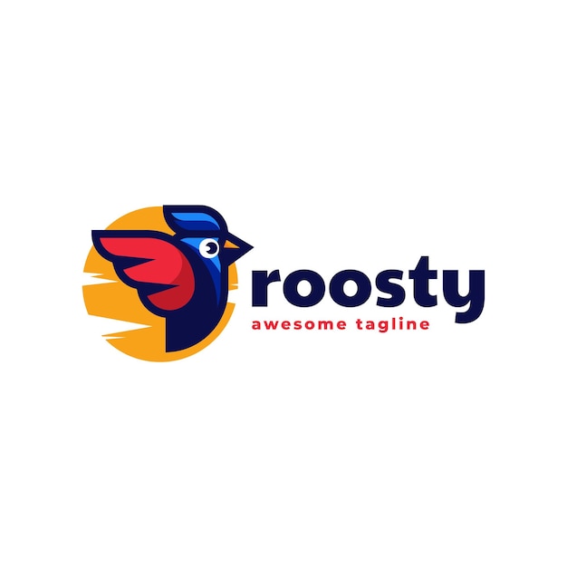 Vector Logo Illustration Rooster Simple Mascot Style