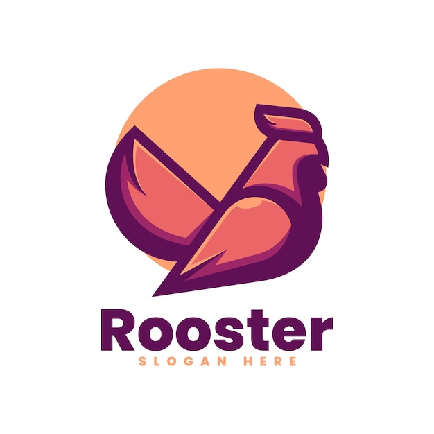 Vector Logo Illustration Rooster Simple Mascot Style