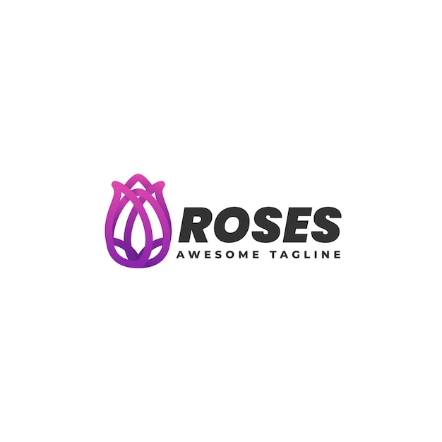 Vector Logo Illustration Roses Gradient Line Art Style